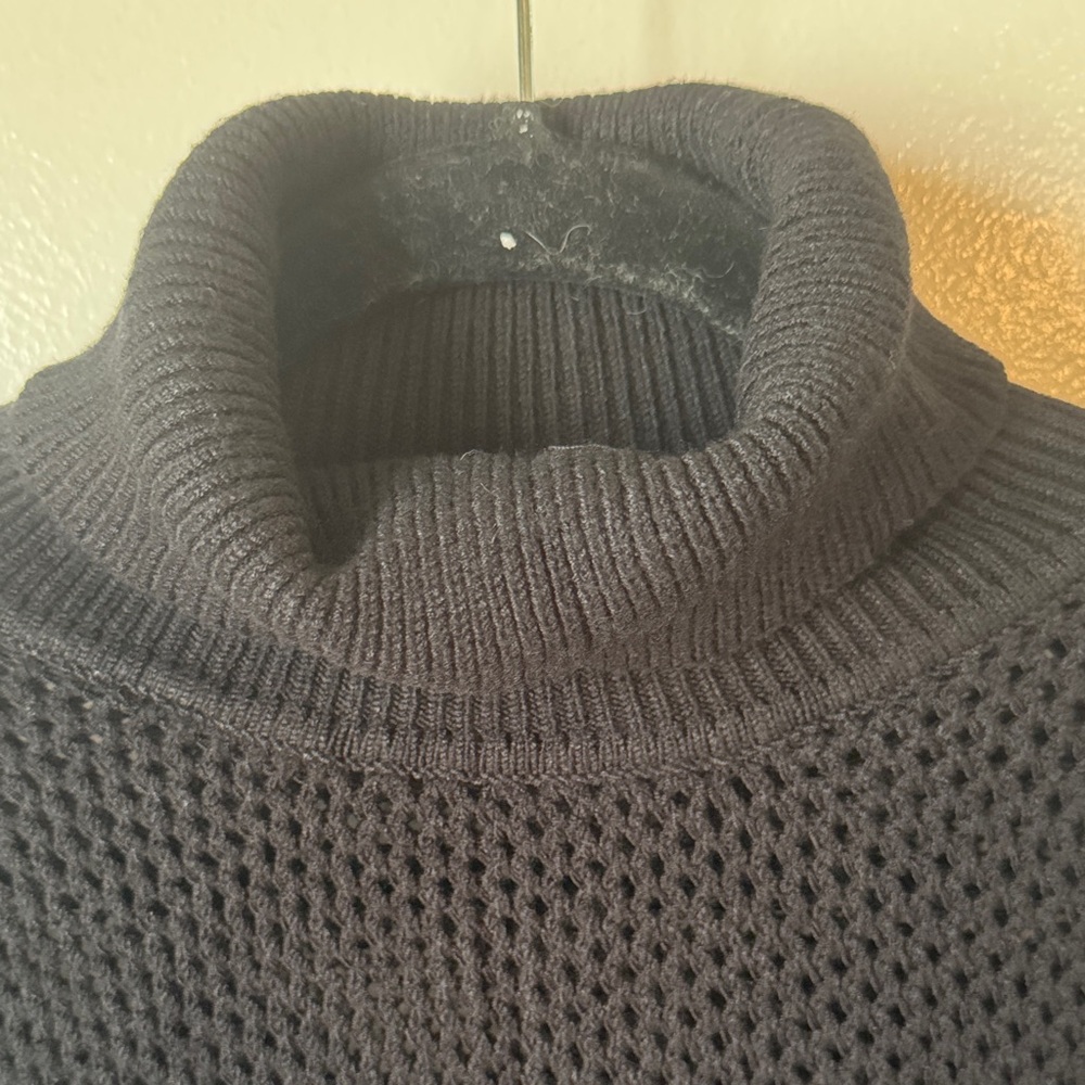 Bar III Perforated Black Pullover Turtleneck Sweater - Picture 8 of 8